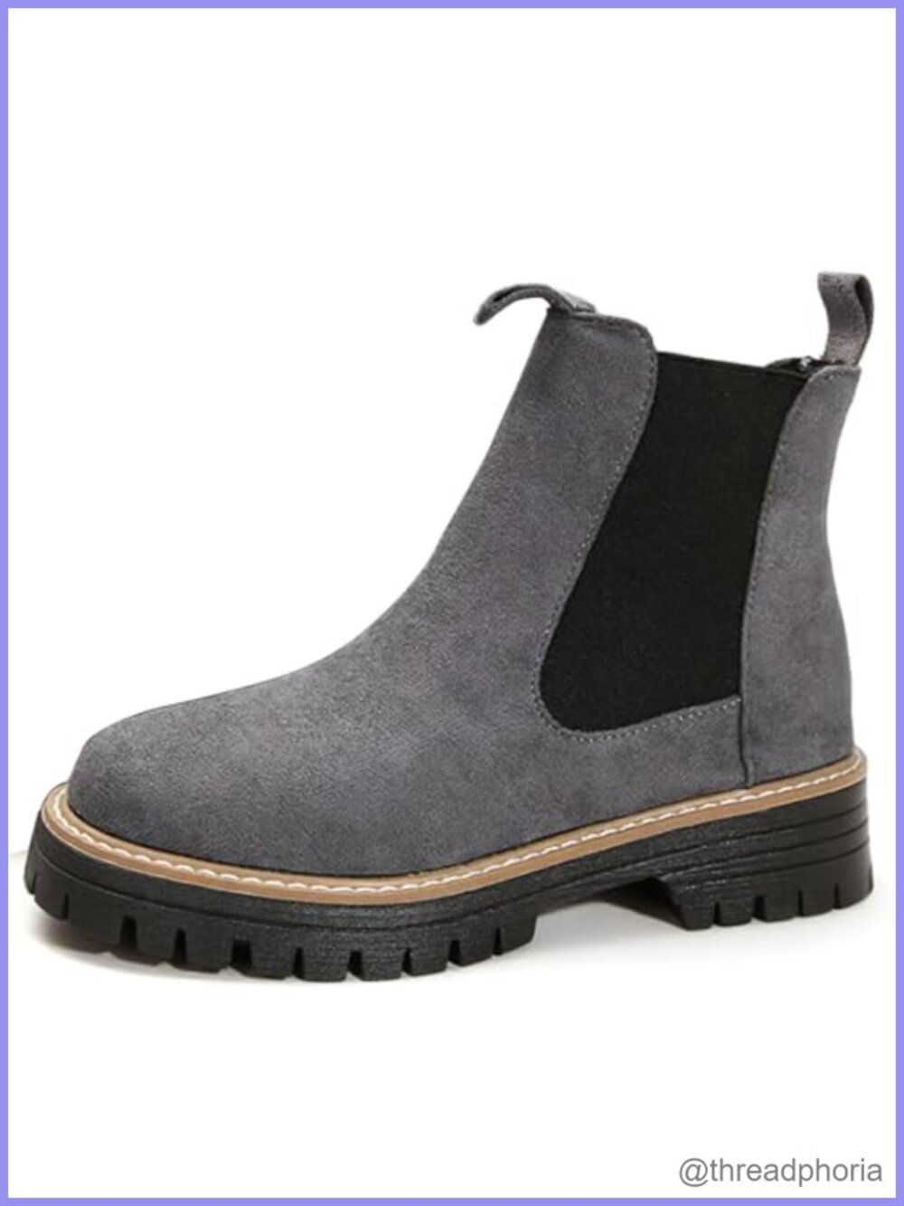 Faux Suede Chunky Chelsea Ankle Booties Platform Slip On Women